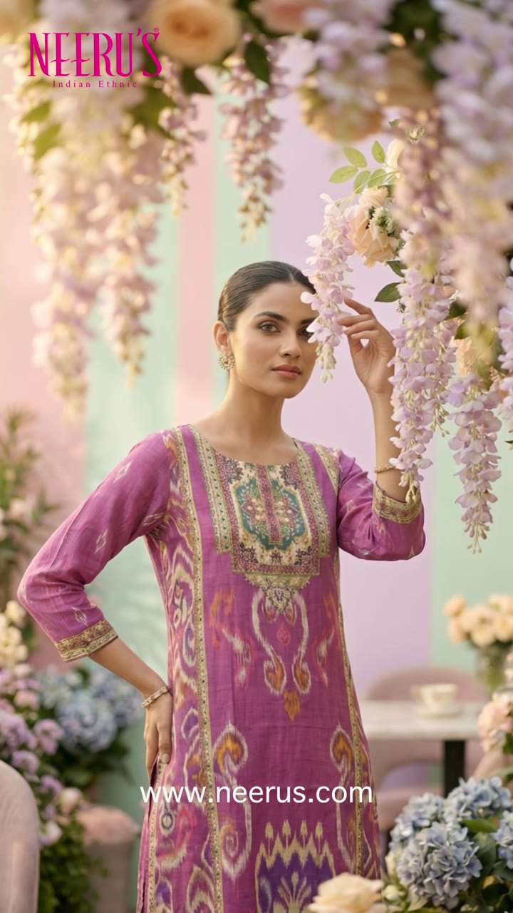 SUMMER CRUSH-Magenta Muslin Beads And Stone Embroidery Three Piece Set
